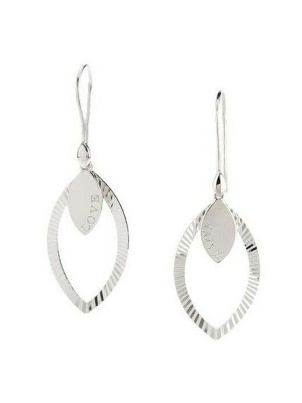Mary Margrill Sterling “Love” Petal Marquise Drop Earrings NWOT - Picture 1 of 1